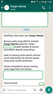 Notifikasi Barang sampai Cargo-Hemat
